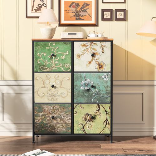 Rangement De Chambre, Structure En Métal, 6 Tiroirs, Multicolore