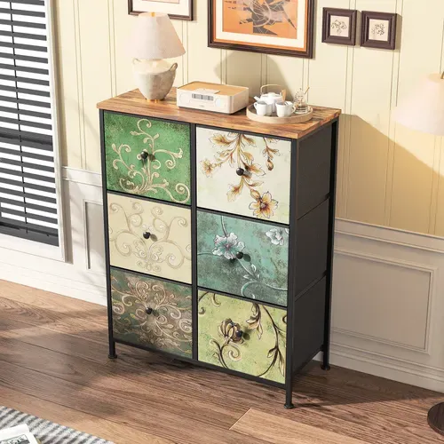 Rangement De Chambre, Structure En Métal, 6 Tiroirs, Multicolore