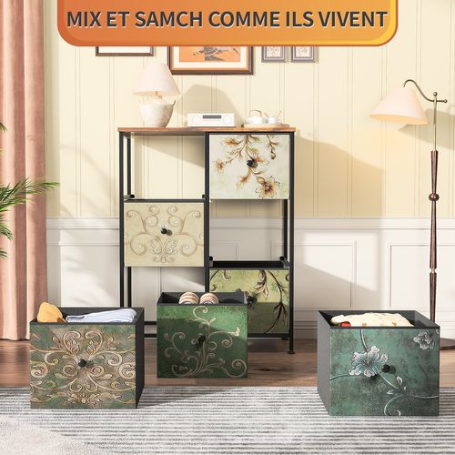 Rangement De Chambre, Structure En Métal, 6 Tiroirs, Multicolore