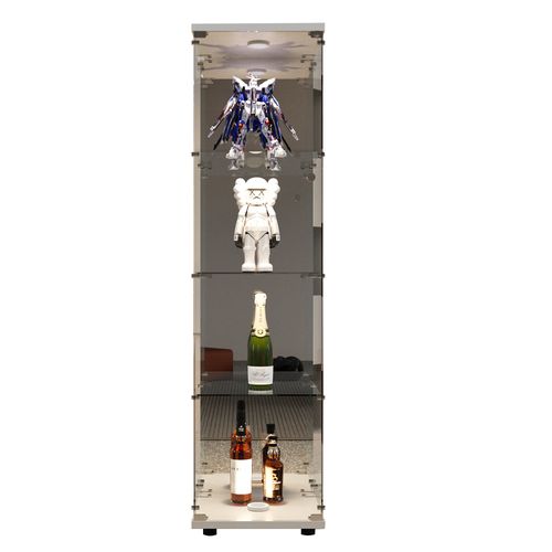 Vitrine En Verre Miroir, 4 Portes , LED, Blanc