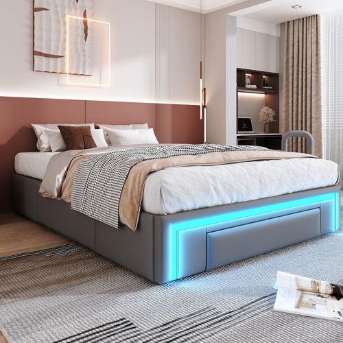 Cadre De Lit Avec Tête De Lit Sans Matelas 140 X 200 Cm à Prix