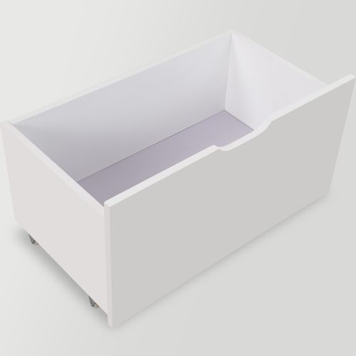 Lit 90x190 Lit Enfant Avec Protection Antichute Et 2 Tiroir, Bois Massif + Mdf, Blanc