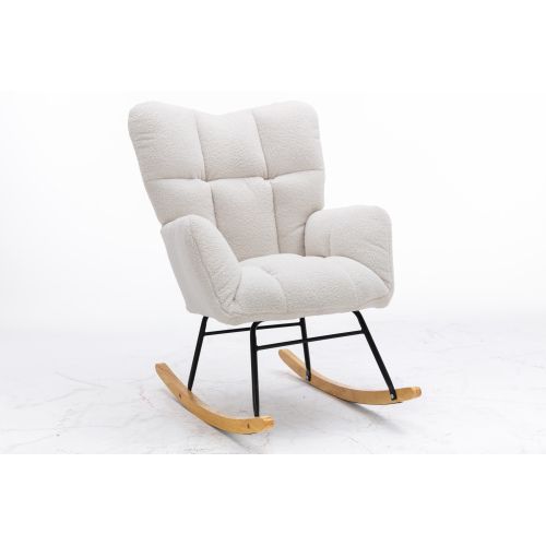 Chaise D'époque Moderne Du Milieu Du Siècle En Tissu Teddy Couleur Blanche