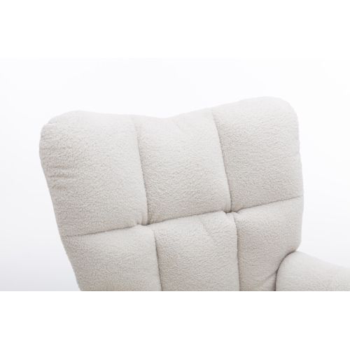 Chaise D'époque Moderne Du Milieu Du Siècle En Tissu Teddy Couleur Blanche