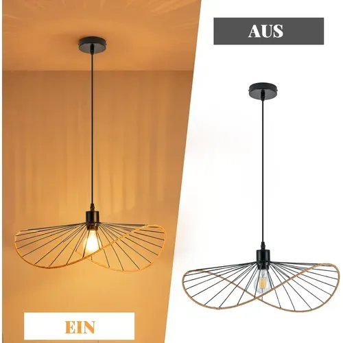 Suspension Boho Noire D. 50cm - Lustre Vintage Métal E27 - Luminaire Salon Cuisine(sans Ampoule)