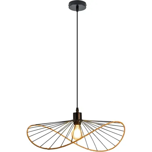 Suspension Boho Noire D. 50cm - Lustre Vintage Métal E27 - Luminaire Salon Cuisine(sans Ampoule)