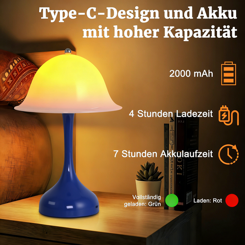 Lampe De Table Sans Fil LED - Lampe Chevet Tactile Dimmable, 3 Températures, Rechargeable USB