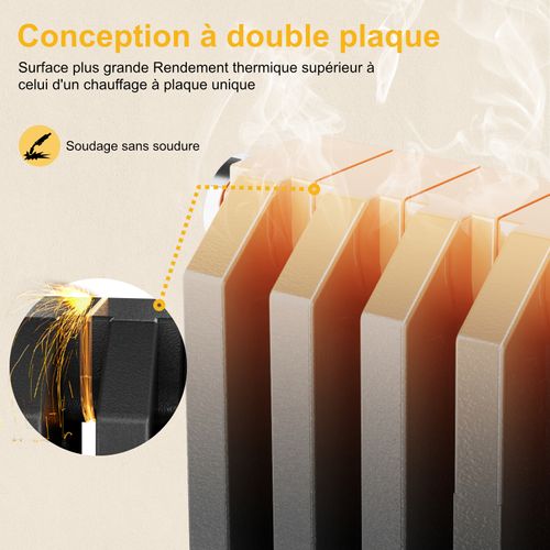 Radiateur Eau Chaude Vertical Acier Anthracite Double Couche 180 × 34,8 Cm 1611 W