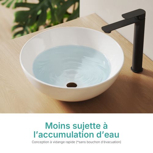 Vasque à Poser Ronde En Céramique Blanche Pour Salle De Bain L. 41.5 X L. 41.5 X H. 15.5 Cm