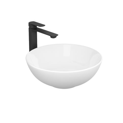Vasque à Poser Ronde En Céramique Blanche Pour Salle De Bain L. 41.5 X L. 41.5 X H. 15.5 Cm