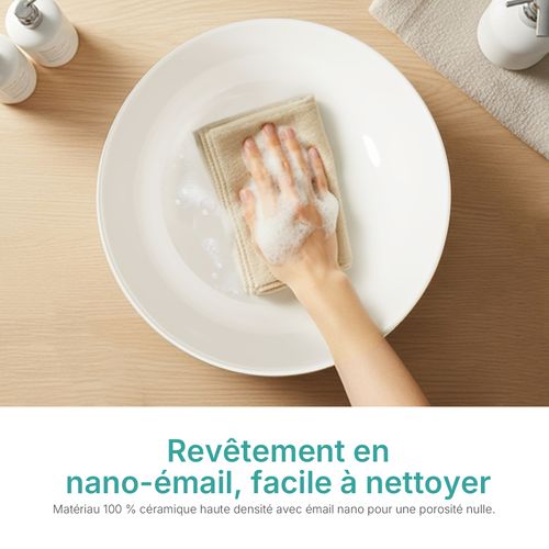 Vasque à Poser Ronde En Céramique Blanche Pour Salle De Bain L. 41.5 X L. 41.5 X H. 15.5 Cm