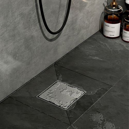 Siphon De Douche Carré Encastré Acier Inoxydable Sus304 Finition Brossée 15x15 Cm