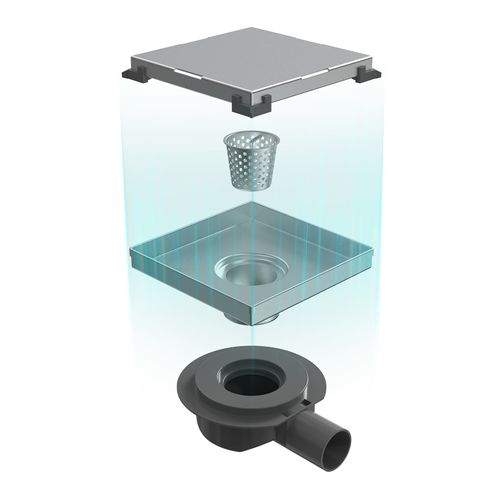 Siphon De Douche Carré Encastré Acier Inoxydable Sus304 Finition Brossée 15x15 Cm