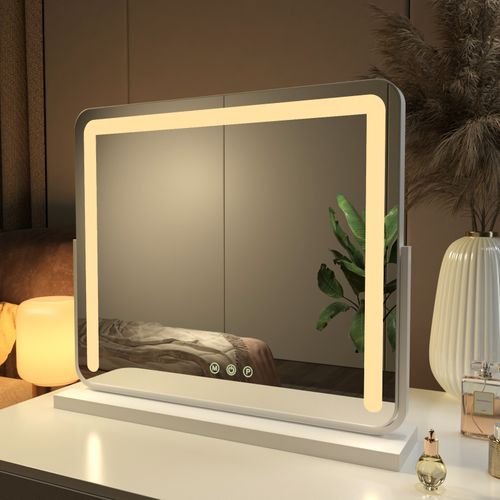 Miroir Maquillage Hollywood Blanc LED 3 Modes Lumière Variable H.60 X L.52 Cm