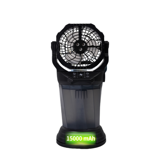 Ventilateur Brumisateur Camping Noir 15000mah 2000ml Oscillant 90° Rgb Lampe Brushless