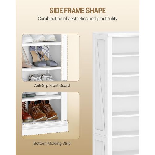 Meuble à Chaussures, Meuble D'entrée Rangement 27-30 Paires, Chambre, Armoire, 30,5 × 62,5 × 181 Cm