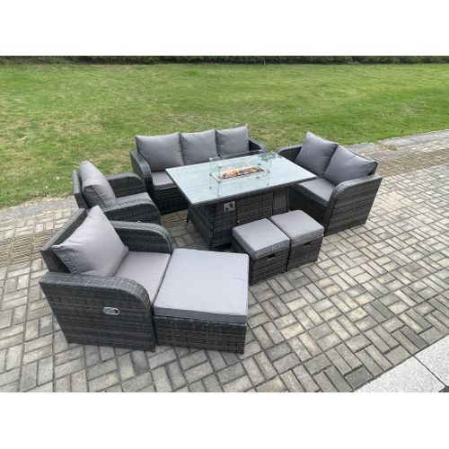 10 Places Salon De Jardin Exterieur Avec 3 Tabouret,table De Foyer à Gaz