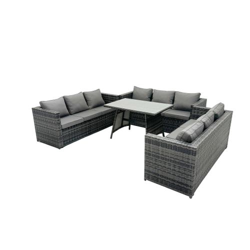 Salon De Jardin Extérieur Avec Table à Manger Oblongue