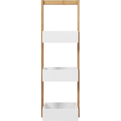 Étagère De Salle De Bain à Trois Niveaux En Bambou - Blanc, 28 X 18 X 84,5 Cm