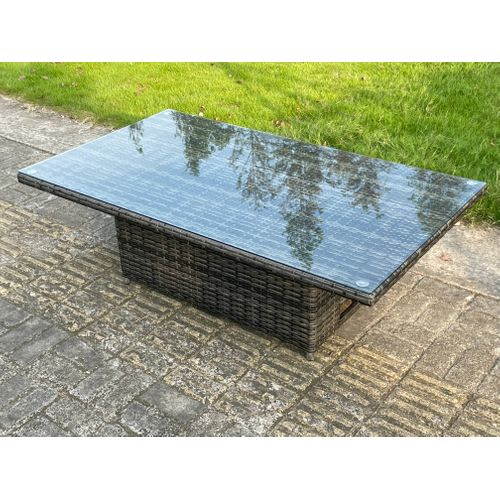 9 Places Salon De Jardin Extérieur En Résine Avec 3 Tabourets Gris Foncé Mixte Right Het