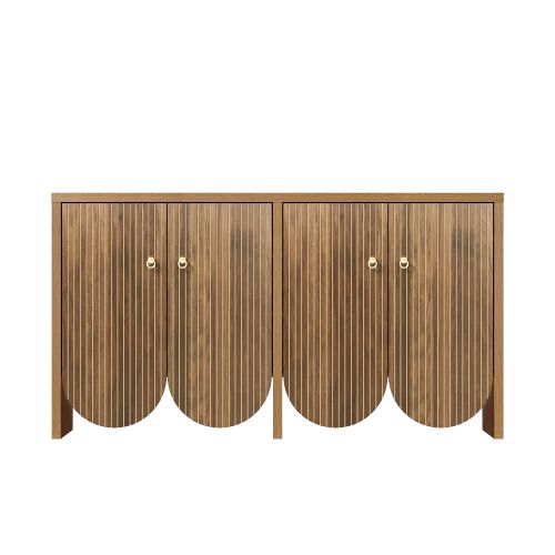 Buffet Noyer 147 Cm, 4 Portes Et Étagères Réglables