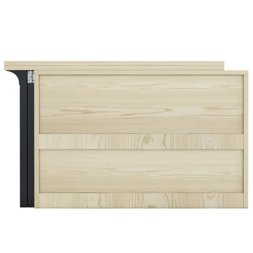 Table De Bar Pliante Rétractable, Buffet Rotatif Avec Espace De Rangement, Couleur Naturelle + Noir