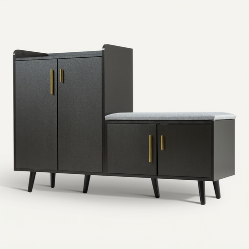 Banc à Chaussures Avec Rangement Et Assise Rembourrée - Design Naturel Moderne Pour Entrée