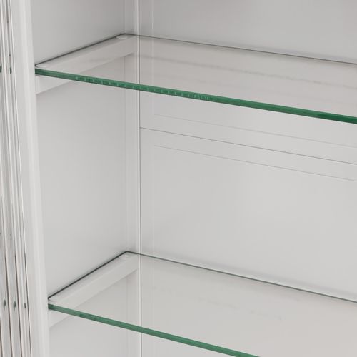 Armoire Murale Cintrée 90x20x70 Cm En Verre à 3 Portes, Pour Salle De Bain, Métal, Blanc