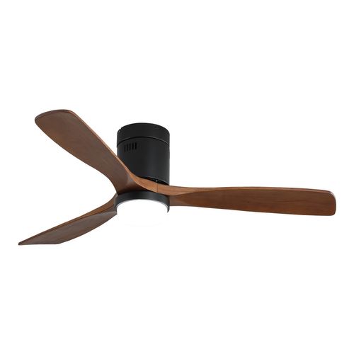 Ventilateur De Plafond 132cm + LED 18 W, 3 Pales En Bois Massif , Et Télécommande, Bois Foncé