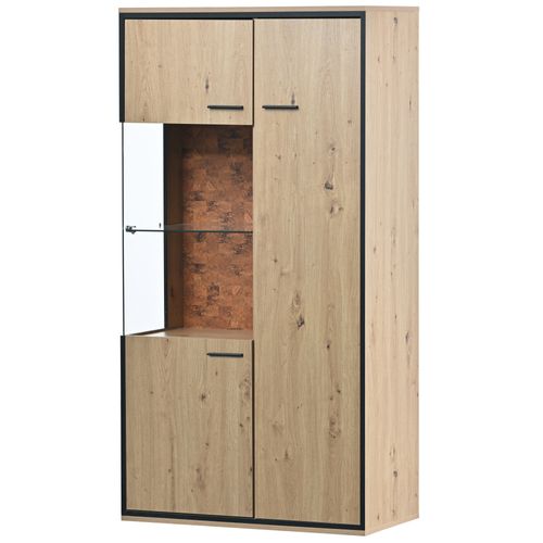 Vitrine Moderne 77.5lx40lx150h Cm, Avec Éclairage LED, Porte Vitrée, Mdf, Grain De Bois
