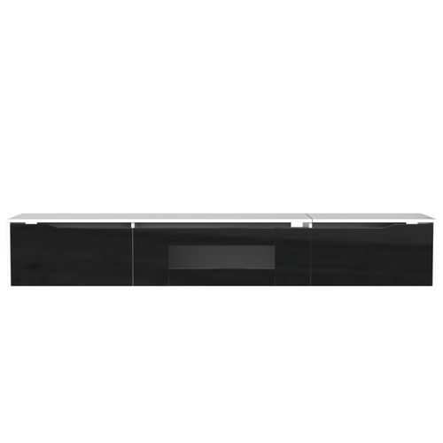 Meuble TV 180 Cm, Haute Brillance, Éclairage LED à Couleur Changeante, Assorti Au Noir Et Blanc