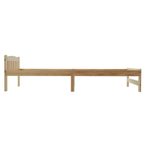 Lit Simple 90x200 Cm, Lit En Bois Massif Avec Tête De Lit Et Sommier à Lattes, Couleur Naturelle