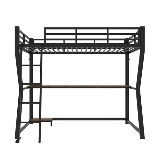 Lit mezzanine 90 x 200 cm avec armoire, éscalier, bureau, étagères de