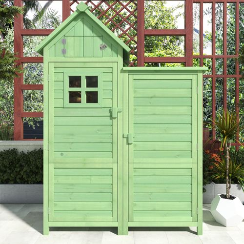 Abri De Jardin,118 X 54 X 173 Cm,bois,vert,toit En Pvc Étanche