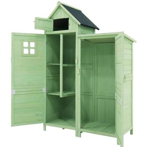 Abri De Jardin,118 X 54 X 173 Cm,bois,vert,toit En Pvc Étanche