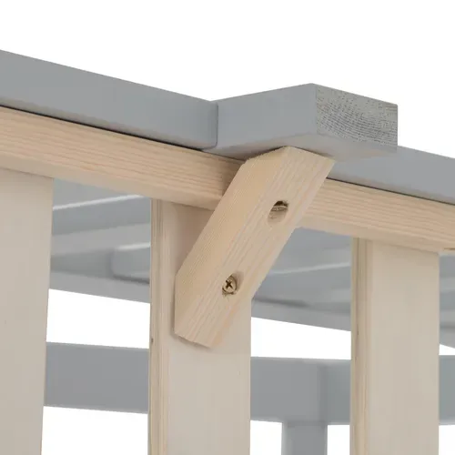 Lit Cabane Lit Enfant 90x200cm Avec Barrière Et Sommier à Lattes, Lit En Bois, Gris