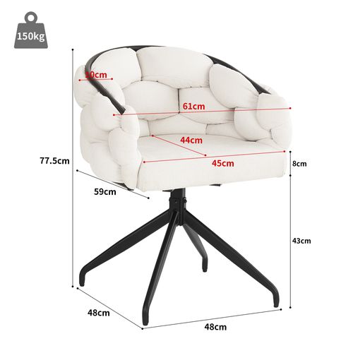 Chaise De Salle à Manger En Velours De Luxe, Lot De 2, 61 X 59 X 77,5 Cm, Pivotante à 360°, Beige