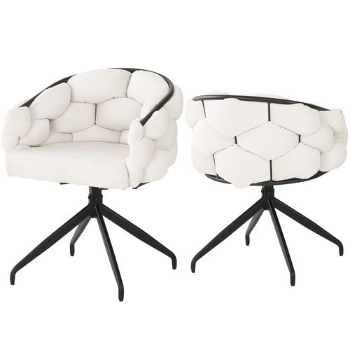 Chaise De Salle à Manger En Velours De Luxe, Lot De 2, 61 X 59 X 77,5 Cm, Pivotante à 360°, Beige
