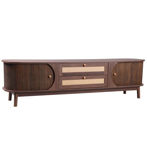 Meuble TV 170cm Avec 2 Portes Et 2 Tiroirs De Rangement, Meubles De Salon Marron