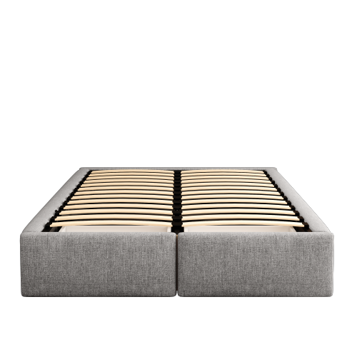 Lit Coffre Adulte 140x200 Cm Avec 2 Tiroirs, Sans Tête De Lit, En Lin, Gris