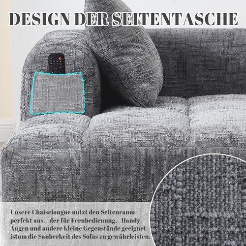 Méridienne Moderne 158 X 90 X 60 Cm, Aucune Installation Requise, 1 Coussin, gris