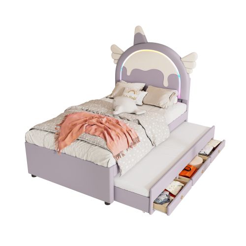 Lit Enfant 90x200 Cm Avec Lit Gigogne Escamotable - Rangement Intégré Et Prise USB, En Bois Massif Blanc