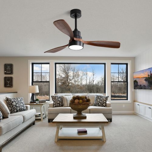 Ventilateur De Plafond 48" (122 Cm), 3 Pales En Bois, Moteur Dc, Silencieux, Télécommande