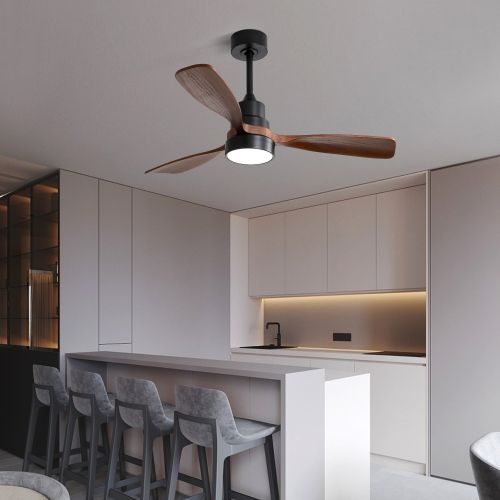 Ventilateur De Plafond 48" (122 Cm), 3 Pales En Bois, Moteur Dc, Silencieux, Télécommande