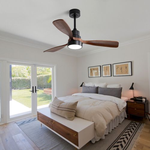 Ventilateur De Plafond 48" (122 Cm), 3 Pales En Bois, Moteur Dc, Silencieux, Télécommande