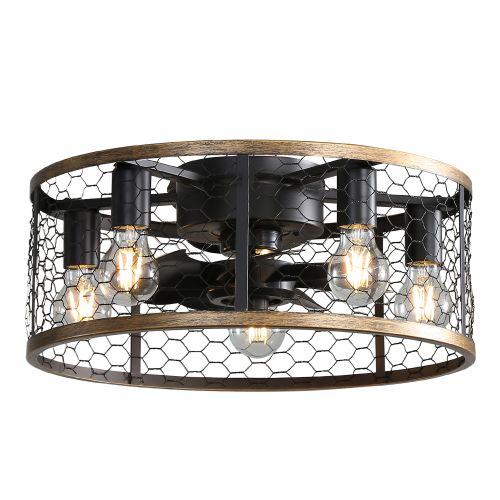 Ventilateur De Plafond rond 50 Cm Dc Avec Éclairage, 7 Pales En Abs, Télécommande, Noir