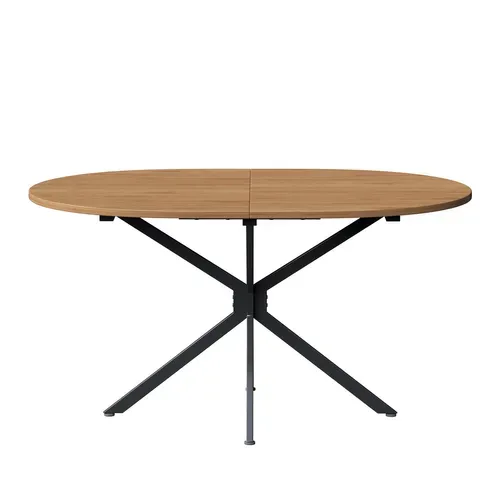 Table à Manger Ovale, Pour 4 à 6 Personnes, Pieds En Métal, Mdf, Naturel, 120×80×75,5 Cm