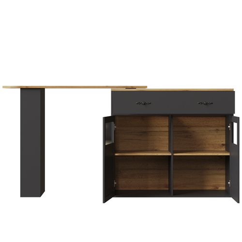 Table De Bar Extensible Noir, Table à Manger Rotative à 360°, Buffet De Cuisine