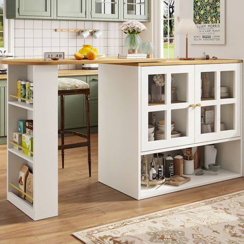 Meuble De Bar Blanc, Table De Bar Rotative à 360°, Buffet De Cuisine, Mdf