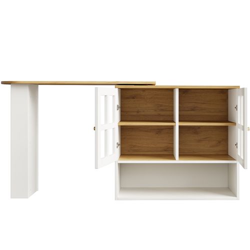Meuble De Bar Blanc, Table De Bar Rotative à 360°, Buffet De Cuisine, Mdf